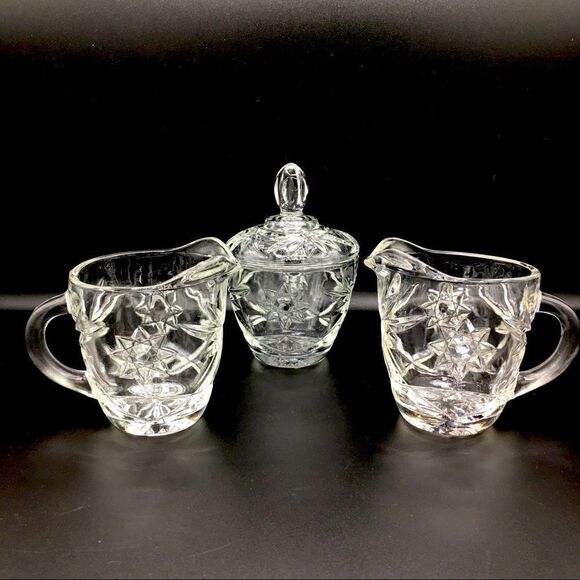 Anchor Hocking Prescut Clear Lid Sugar Creamers - Picture 1 of 16